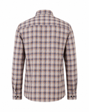 Dark grey plaid Giza twill shirt back view for men