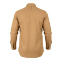 Dark sand shirt for men back view showing herringbone texture