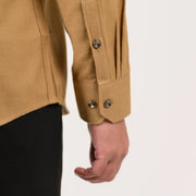 Dark sand shirt cuff detail in premium cotton fabric