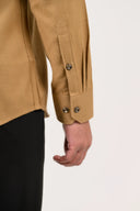 Dark sand shirt cuff detail in premium cotton fabric
