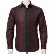 The Midnight Stripe: Premium Black & Maroon Oxford Shirt