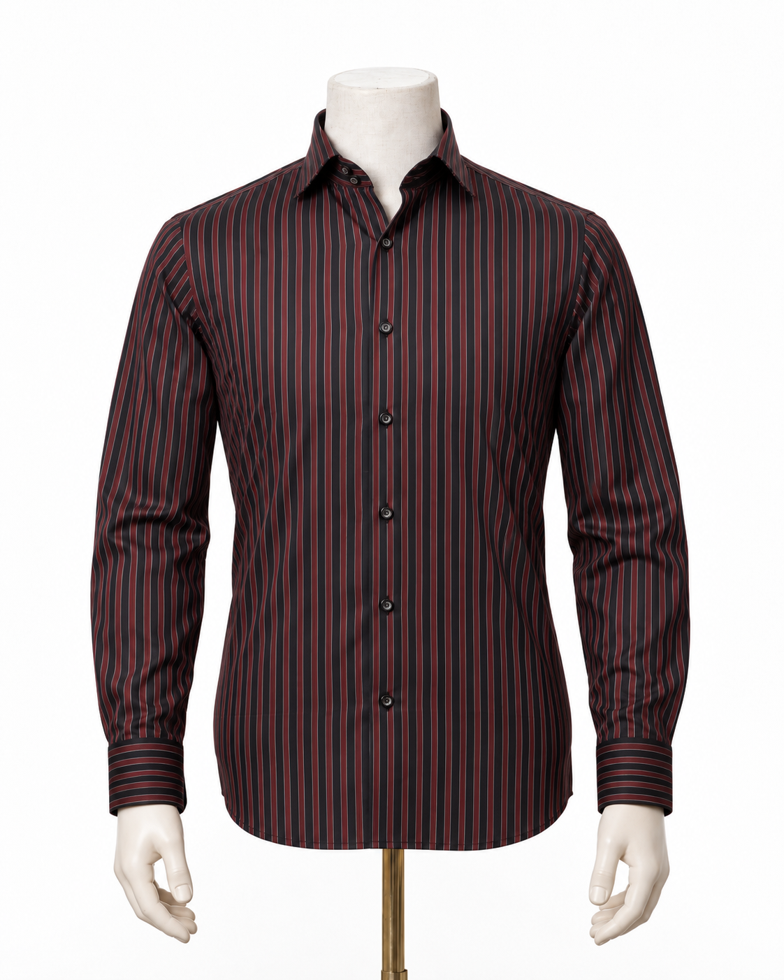 The Midnight Stripe: Premium Black & Maroon Oxford Shirt