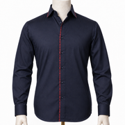 The Nautical Flair: Navy Blue Giza Satin Shirt