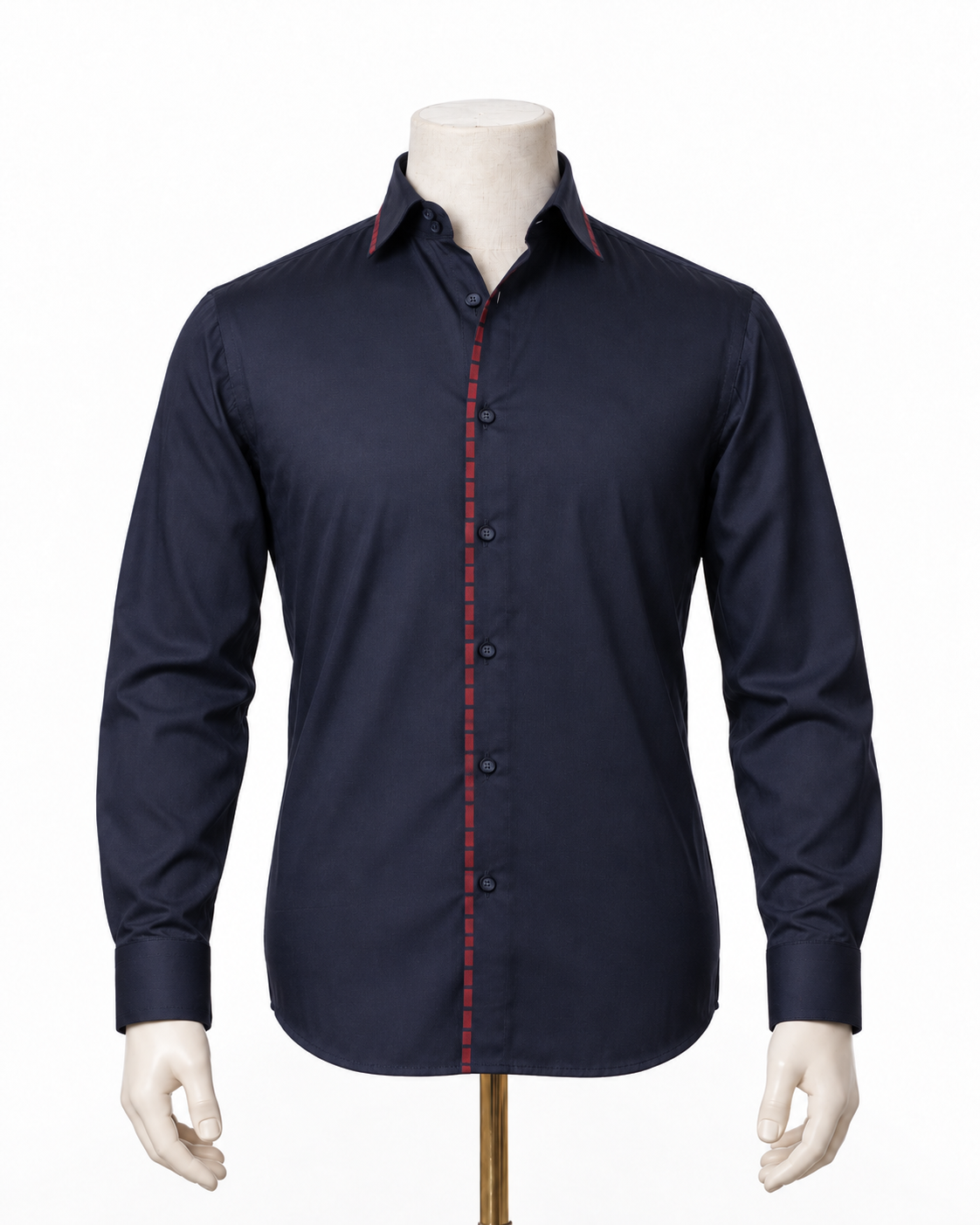 The Nautical Flair: Navy Blue Giza Satin Shirt