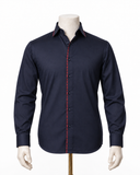 The Nautical Flair: Navy Blue Giza Satin Shirt