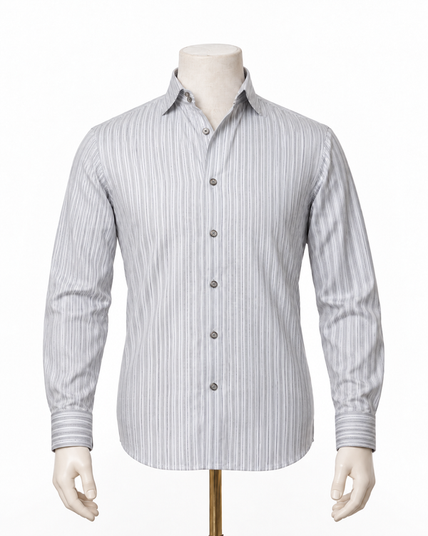The Ashford Grey: Classic Grey Striped Shirt