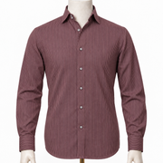 The Crimson Cord: Maroon & White Micro-Stripe Shirt