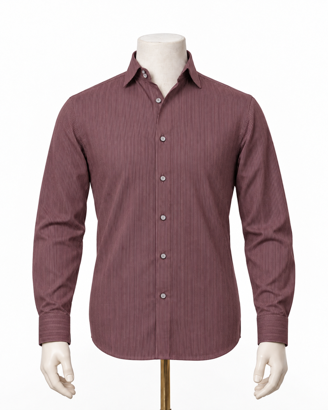 The Crimson Cord: Maroon & White Micro-Stripe Shirt