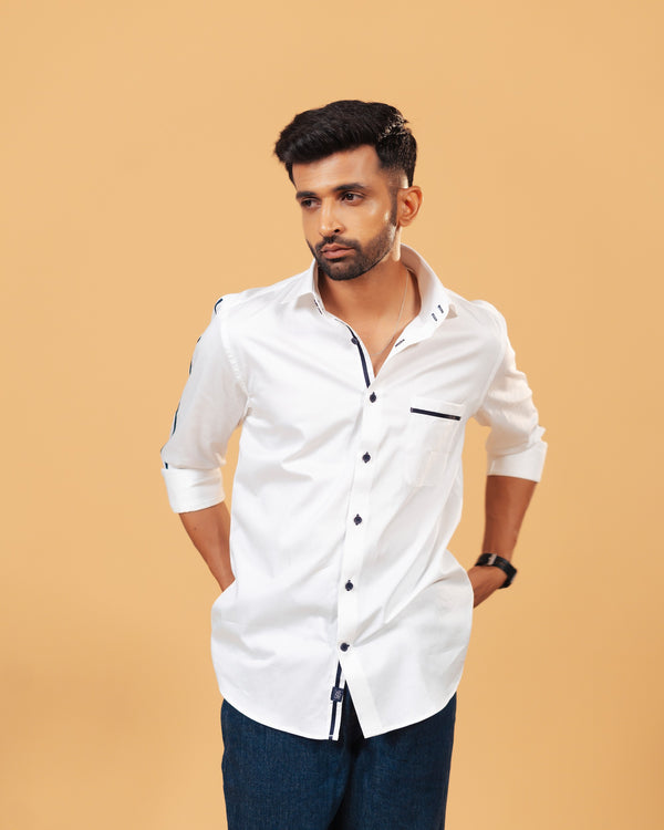 The Frosted Satin: White Giza Satin Shirt