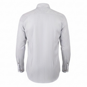 Back view of grey striped shirt for men by Shaan & Stitch