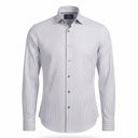 Grey striped shirt for men in premium 100s twill fabric by Shaan & Stitch