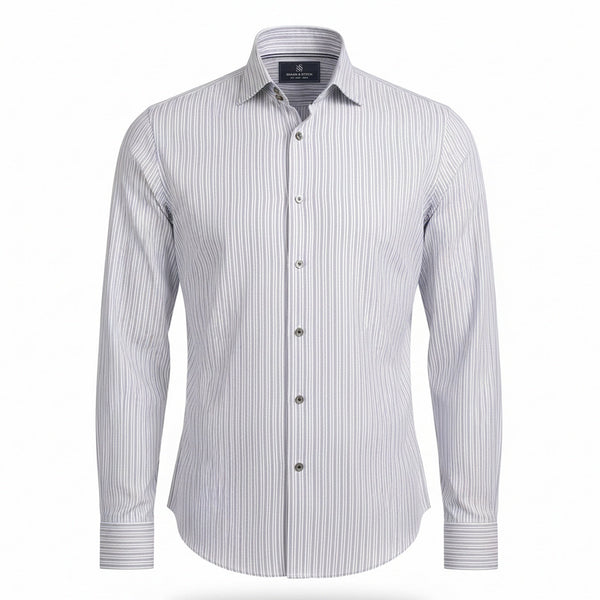The Ashford Grey: Classic Grey Striped Shirt