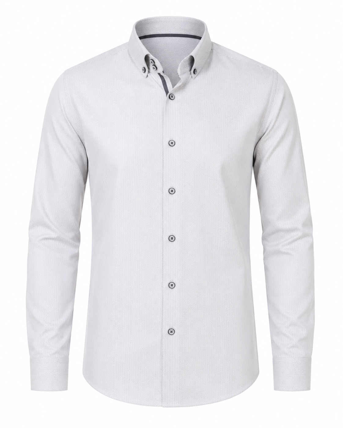 Ivory herringbone shirt front view for men