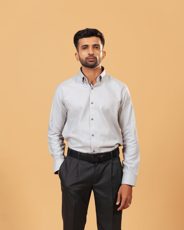 The Opaline Thread: Ivory Herringbone Shirt