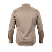 Light brown satin shirt for men back view showing polished fit