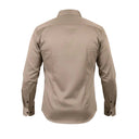 Light brown satin shirt for men back view showing polished fit