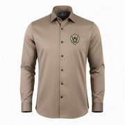 Light brown shirt for men front view in premium satin fabric