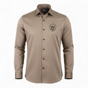 Light brown shirt for men front view in premium satin fabric