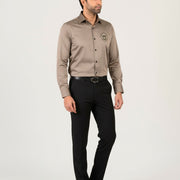 Light brown shirt for men worn by model in premium party casual style