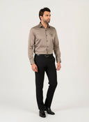 Light brown shirt for men worn by model in premium party casual style