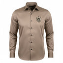 Light brown shirt for men front view in premium satin fabric