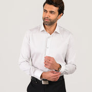 Light grey shirt for men worn by model in polished formal style
