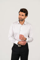 Light grey shirt for men worn by model in polished formal style