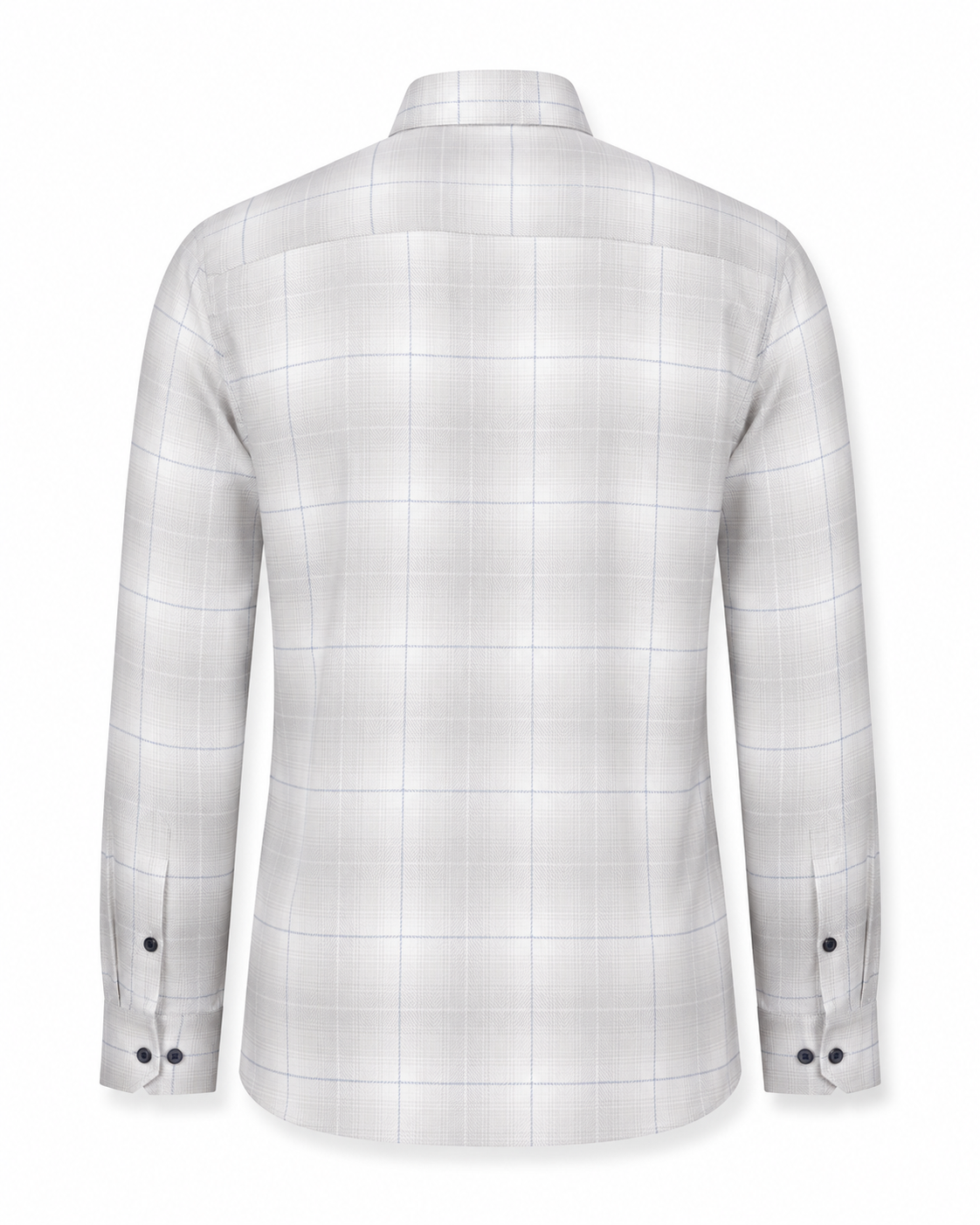 Light grey windowpane twill shirt back view for men