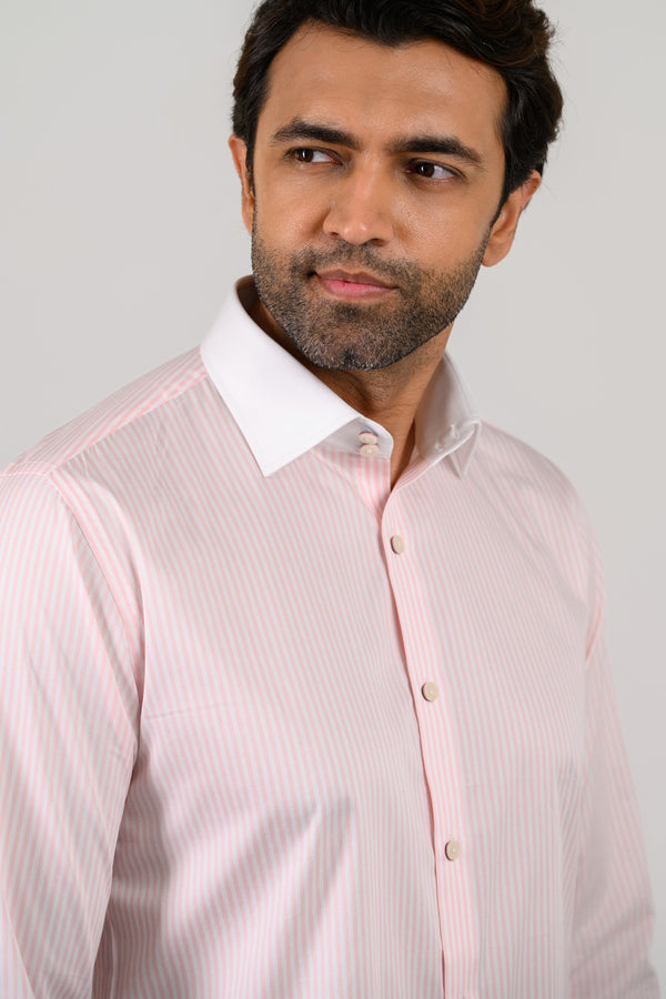 The Rosewood Regent: Light Pink Candy Stripe Shirt