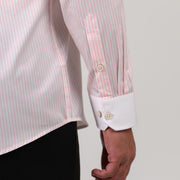 Light pink shirt cuff detail with white contrast cuff finish