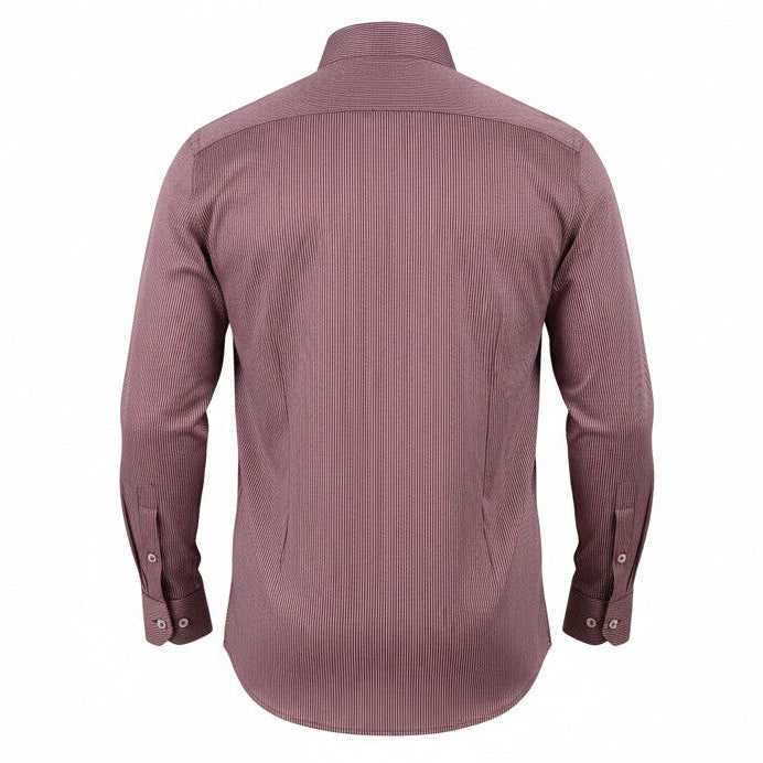 Maroon and white shirt for men back view showing clean tailored fit