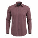 Maroon shirt for men front view with white micro-stripe design