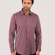 Maroon shirt for men worn by model in formal smart casual style