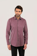 Maroon shirt for men worn by model in formal smart casual style