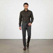 The Mocha Regent: Deep Brown Herringbone Shirt