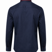 Navy blue Giza satin shirt back view for men