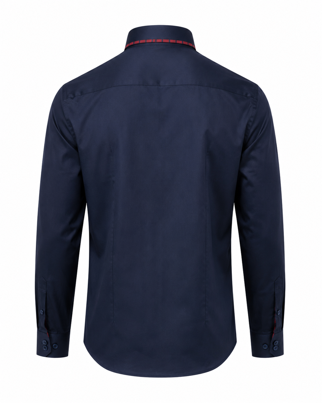 Navy blue Giza satin shirt back view for men