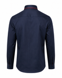 Navy blue Giza satin shirt back view for men