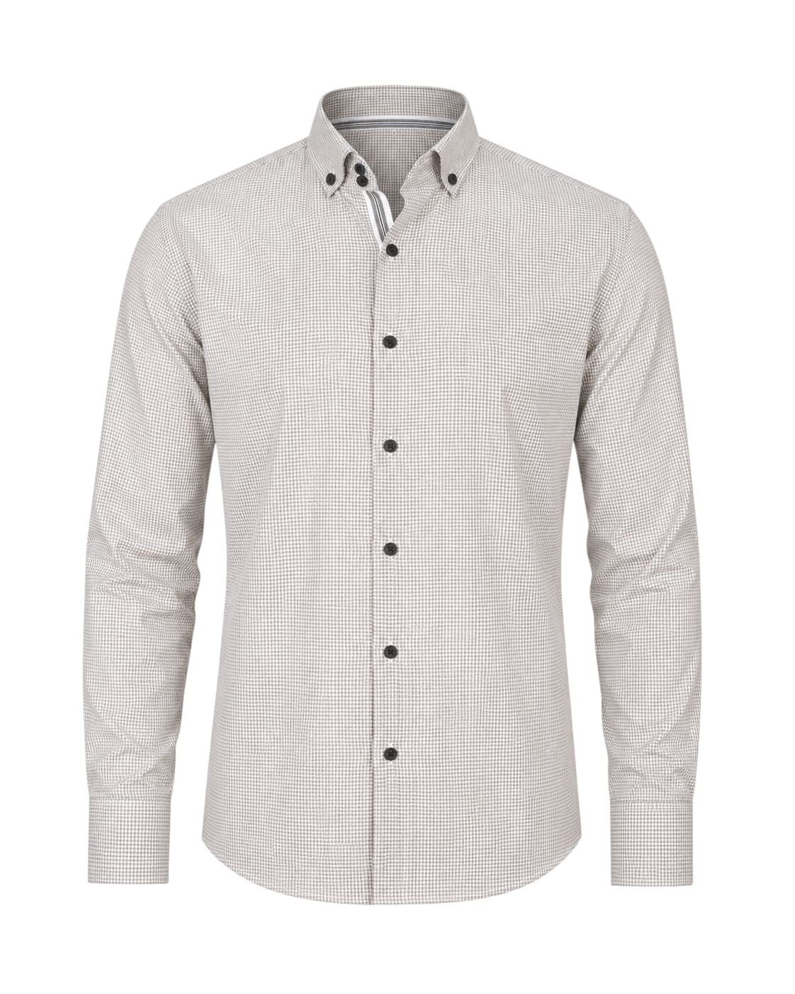 Olive and white Oxford houndstooth shirt front view for men