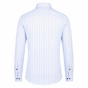 Sky blue striped shirt for men back view showing clean tailored fit