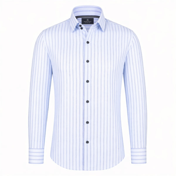 The Azure Sovereign: Sky Blue Striped Shirt