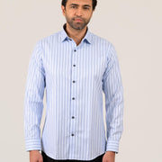 Sky blue shirt for men worn by model in formal smart style