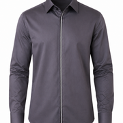 Steel grey Giza satin shirt front view for men