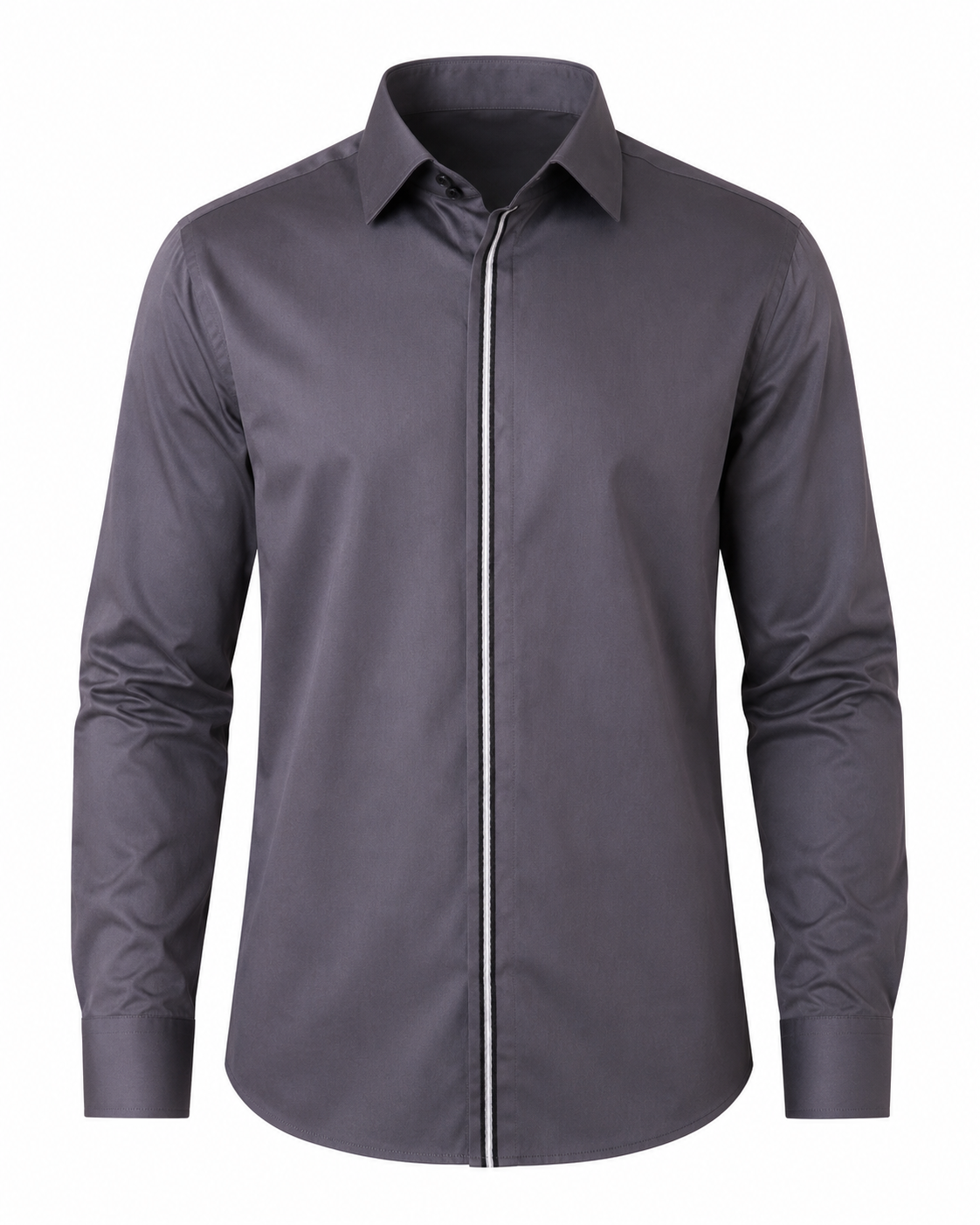 Steel grey Giza satin shirt front view for men