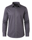 Steel grey Giza satin shirt front view for men