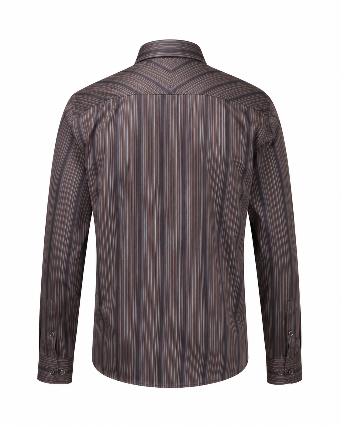 Multicoloured satin stripes shirt back view for men