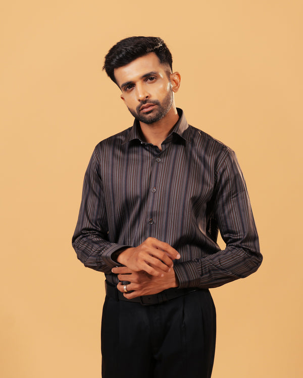 The Striped Horizon: Multicoloured Satin Stripes Shirt