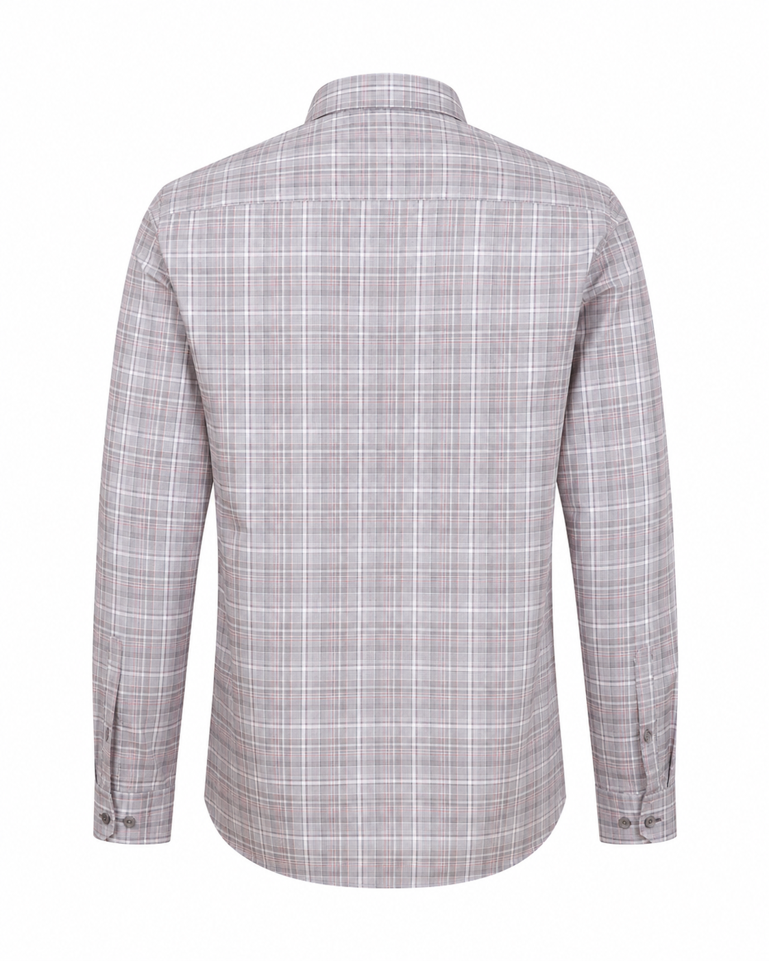 Light brown Giza twill check shirt back view for men