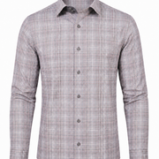 Light brown Giza twill check shirt front view for men