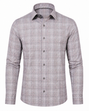 Light brown Giza twill check shirt front view for men
